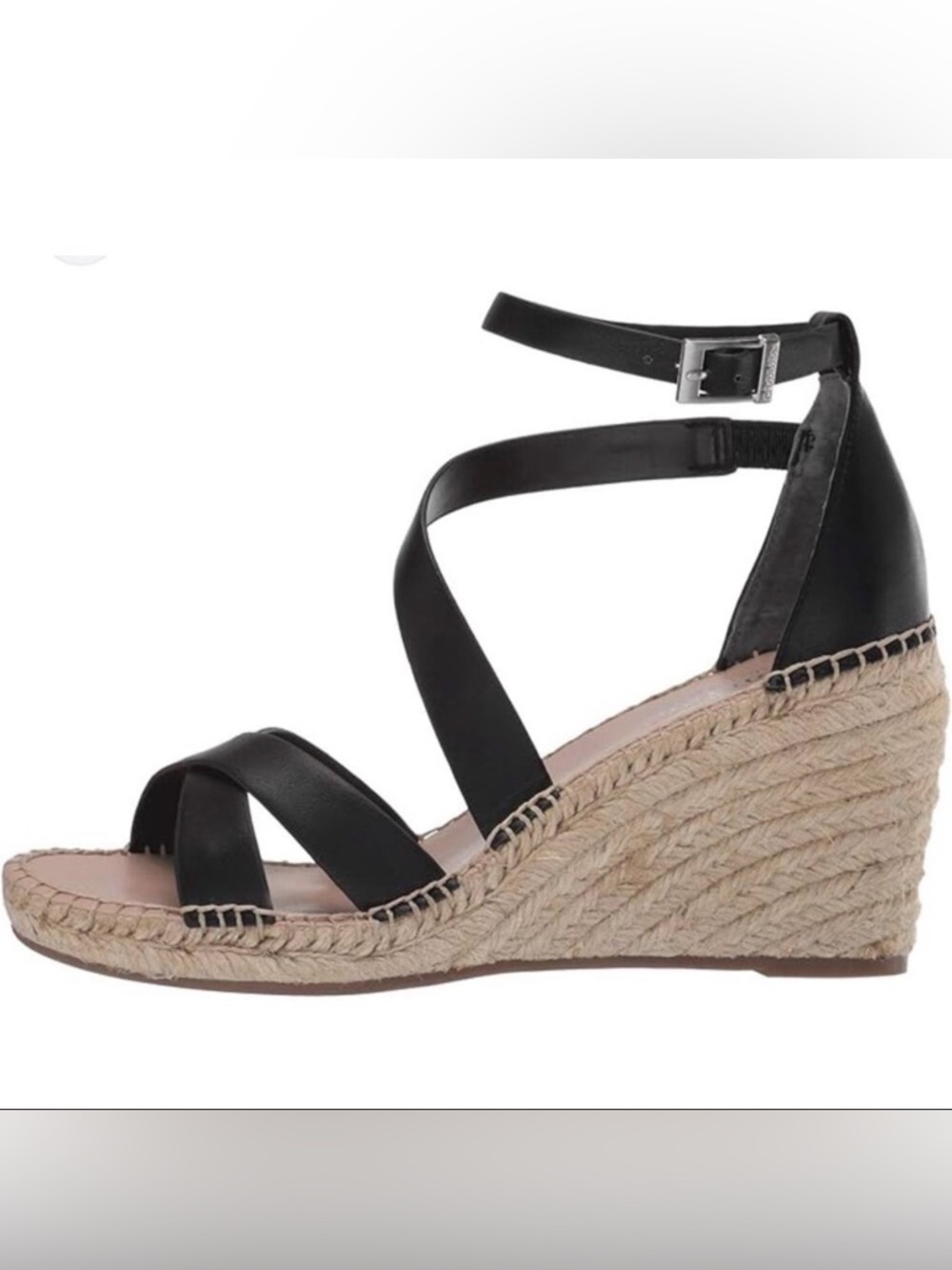 Charles by Charles David Nola Black Espadrille Wedge Sandals 6.5 EUC